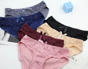 Damen französische Spitze sexy Low-Waist Slip bunte bequeme Damen Unterwäsche Set.