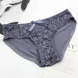 Damen sexy niedrige Spitze Höschen, französischer Stil Luxus Unterwäsche mit hübscher Schleife.