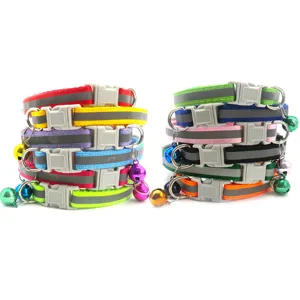Pet Dog Cat Reflective Collar Adjustable Safety Quick Release Buckle With Bell Small Dogs Outdoor Walking Neck Strap