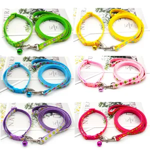 Ensemble liasse et collier pour chien chat motif floral colore largeur reglable 1cm promenade