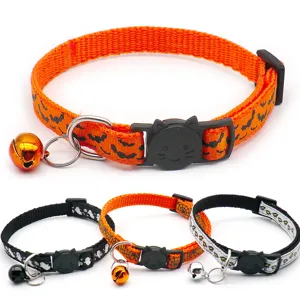 Κολάρο κατοικιδίων Halloween για γάτα σκύλο με κουδούνι ασφαλείας γιορτινή διακόσμηση