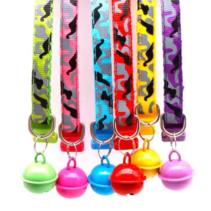 1cm camouflage pet collar with bell, small dog cat neck strap, cute outdoor accessory.