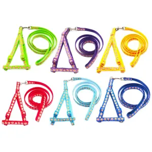 Pet Harness And Leash Set Cartoon Print Polypropylene Adjustable Small Dogs Cats Walking Lead Rope Pet Supplies