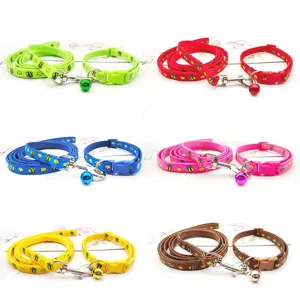 Cartoon Bee Print Pet Traction Rope and Collar Set Adjustable Small Dog Cat Leash Pet Outdoor Walking Supplies