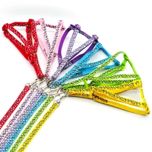 Leopardenmuster Haustier Brustgurt Leine Set Verstellbare Nylon Hund Katze Spaziergurt Führungsseil Kleine Haustierbedarf