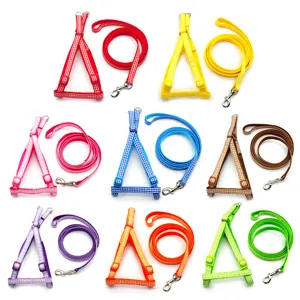 Colorful checkered pet harness and leash set detail showing multiple vibrant color options.