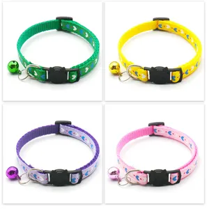 Cute cat collar with bell, adjustable safety quick release buckle, heart pattern pet neck strap.