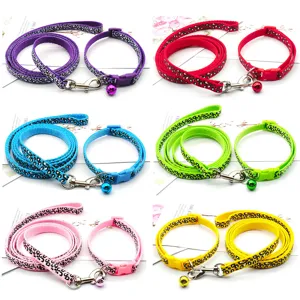 Leopardenmuster Haustier Leine Und Halsband Set Kleine Hunde Katzen Spazierleine Polypropylen Material Mit Glocke Outdoor Haustierbedarf
