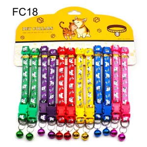 Colorful cat collar pet necklace with bell fabric adjustable puppy pet accessories
