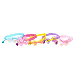 Bunte Haustier Katze Hund Halsband mit süßer Schleife und Glocke, verstellbares Zubehör.