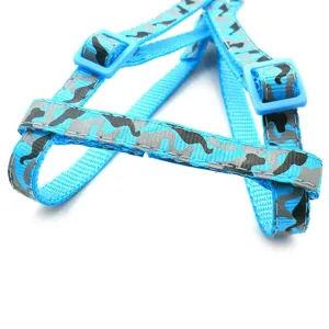 Imbracatura per animali domestici mimetica blu gatto cane gilet cinturino regolabile dettaglio