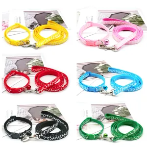 Colorful Pet Leash And Collar Set Polypropylene Printed Adjustable Small Dog Leash And Collar Walking Supplies