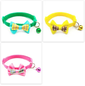 Huisdier ruit strik halsband voor katten en honden met bel, verstelbare nylon band, schattig.