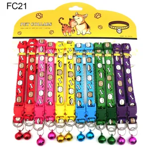 Colorful pet collar carded cat dog fabric strap collar with bell cute printed pet supplies