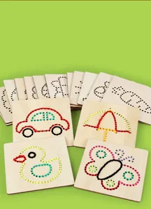 Kids wooden lacing cards sewing toys early education montessori toy set for fine motor skills