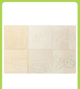 Kids wooden lacing cards threading toys early educational montessori fine motor skills toys