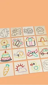 Kids wooden threading sewing toys early educational lacing cards 16pcs DIY embroidery craft