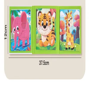 Kinder pädagogisches magnetisches Klapppuzzle Spielzeug mit Tierillustrationen 37.5x12cm