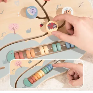 Wooden busy board toddler toy rainbow bead maze educational toy for fine motor skills development