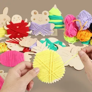 Enfants DIY Fil Enroulement Artisanat Jeu Ensemble Éducatif en Bois Animal Plante Planche Créatif Fait Main Jouet Pour Enfants Cadeau