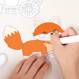 Kids DIY cartoon fox coloring card art craft toy early educational creative drawing game