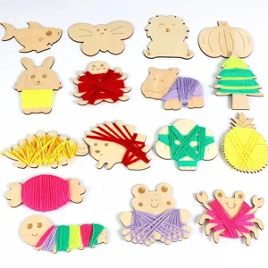 Jeu de cartes à enfiler en bois pour enfants, motricité fine, bricolage créatif fait main.