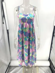 Robe nuisette à imprimé floral détail sans manches taille cintrée mode été style article