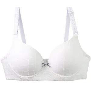 White wired gathered women bra plus size push up lingerie comfortable daily intimate