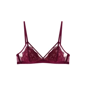 Wijnrode kanten driehoek bh voor dames, ademende dunne cup lingerie met mooie details.