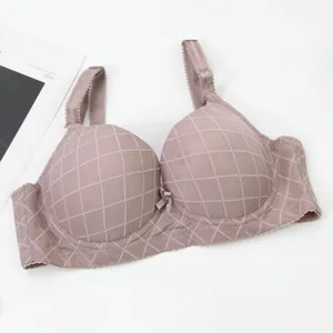 Detailed view of the women's push-up bra with chic grid texture and comfortable support.