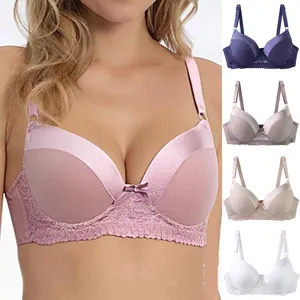 Women lace push up bra with smooth cups and multi color variants for daily comfort use.