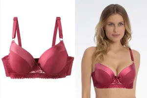 Plus size red push up lace bra, smooth cups and comfortable underwire for women everyday wear.