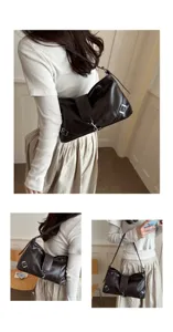 Borsa a tracolla retrò in marrone per donna, elegante borsa tote pendolare per la nuova stagione.