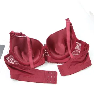 Plus size women bra push up sexy lace smooth solid color underwear detail view cup padding
