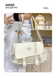 Cute Japanese style canvas messenger bag large capacity student shoulder ita bag daily use