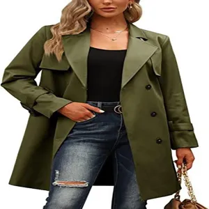 Donna colore solido doppiopetto vestibilita slim trench coat elegante casual vestiti