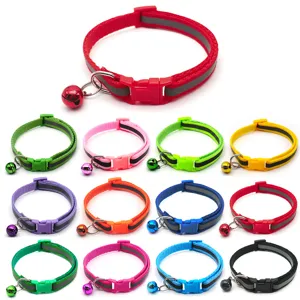 Reflective Pet Collar Adjustable Safety Cat Dog Collar With Bell Colorful Polypropylene Neck Strap For Walking