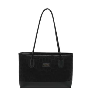 Borsa shopper stampa leopardo nera grande capacità donna borsa a spalla casual elegante