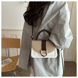 Borsa a tracolla chic da donna in colore a contrasto, elegante borsa con fibbia in metallo