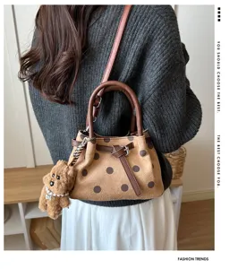 Koreaanse vintage polkadot handtas retro schoudertas casual crossbody tas voor dames detail