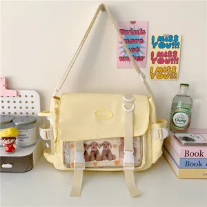 Japanese Style Large Capacity Transparent Ita-Bag Crossbody Bag For Students Nylon Messenger Bag For Women Fashion Daily School Bag