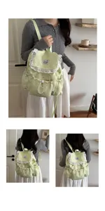 Sac à dos floral en dentelle verte style mignon décontracté pour les détails de mode