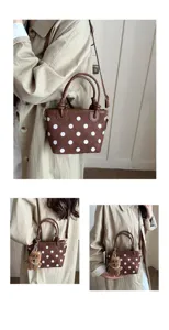Sac seau élégant pour femme rétro à pois sac bandoulière sac à main décontracté chic accessoire.