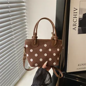 Rétro sac seau à pois marron élégant sac bandoulière pour femme nouveau design automne.