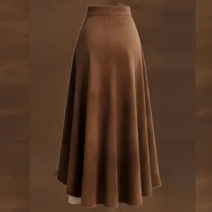 Vintage brauner hoher Taillen langer Rock Retro Western Stil elegante A-Linie Maxi Rock