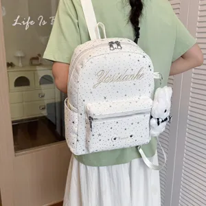 Fashion commute large capacity women backpack star print daily school travel casual bag detail