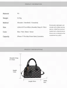 Detail view of stylish PU bowling bag showing size, material fabric and capacity.