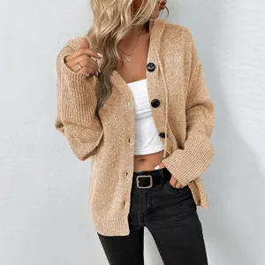 Women knit hooded cardigan casual long sleeve sweater outerwear top casual fashion chic