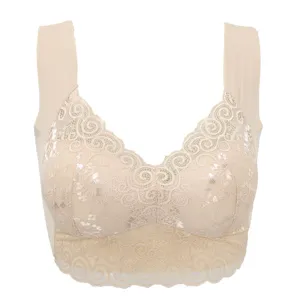 Sexy lace padded bra plus size wide strap bralette women comfortable underwear top