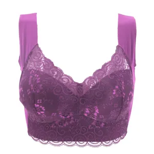 Women sexy purple lace bra tank top comfortable wireless plus size underwear for daily wear